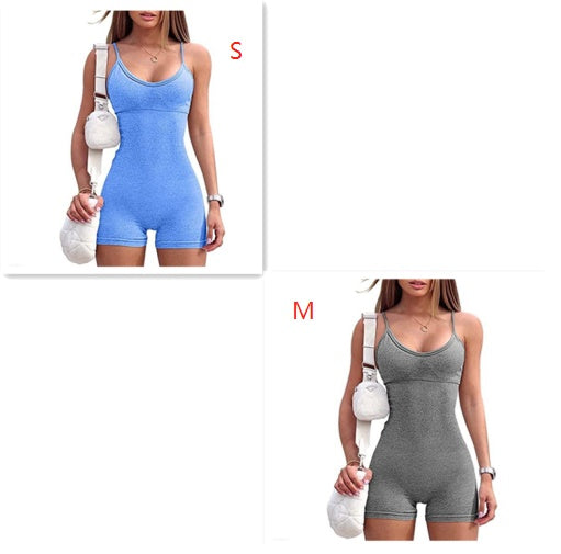 Women Spaghetti Yoga Strap Shorts Jumpsuit Sports For Workout