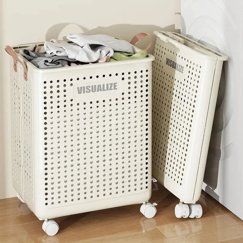Foldable laundry basket large size with wheels dirty clothes basket storage basket suitable for laundry room dirty clothes