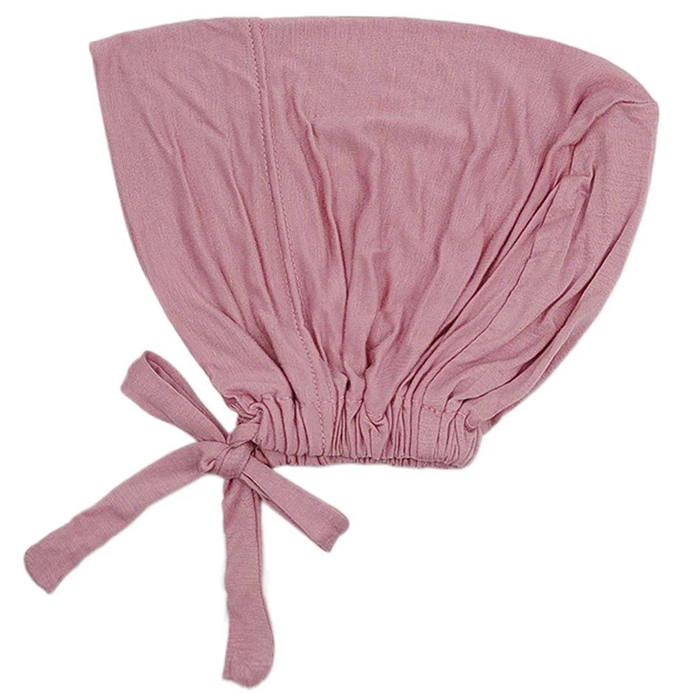 Modal Muslim Turban Hat Inner Hijab Caps Islamic Underscarf Bonnet India Hat Female Headwrap Turbante Mujer Hijab Cap With Rope