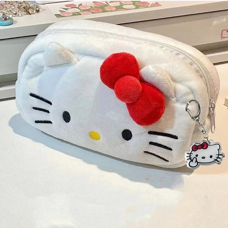 Sanrio Hello Kitty Anime Kawaii Plush Pencil Case Stationery Bag Coin Purse Cosmetic Bag Students School Supplies Storage Bag