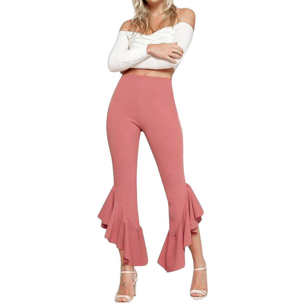 Irregular ruffled casual trousers