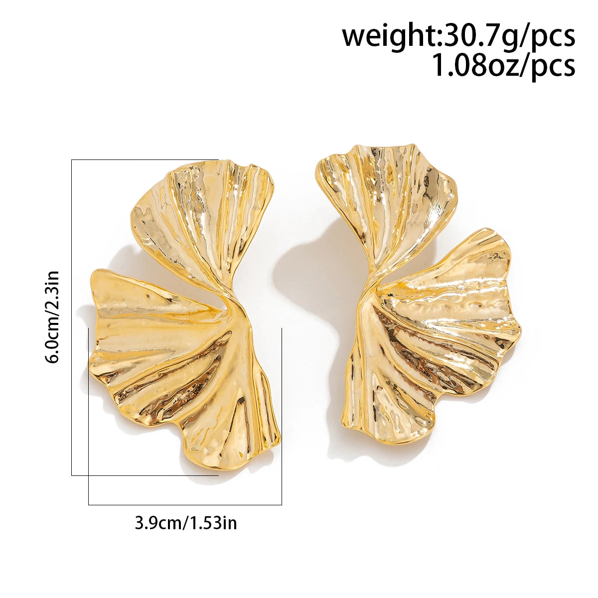 Ingemark Exaggerated Big Maple Leaf Stud Earrings for Women Punk Gold Color Geometric Petal Piercing Earrings Y2K Accessories