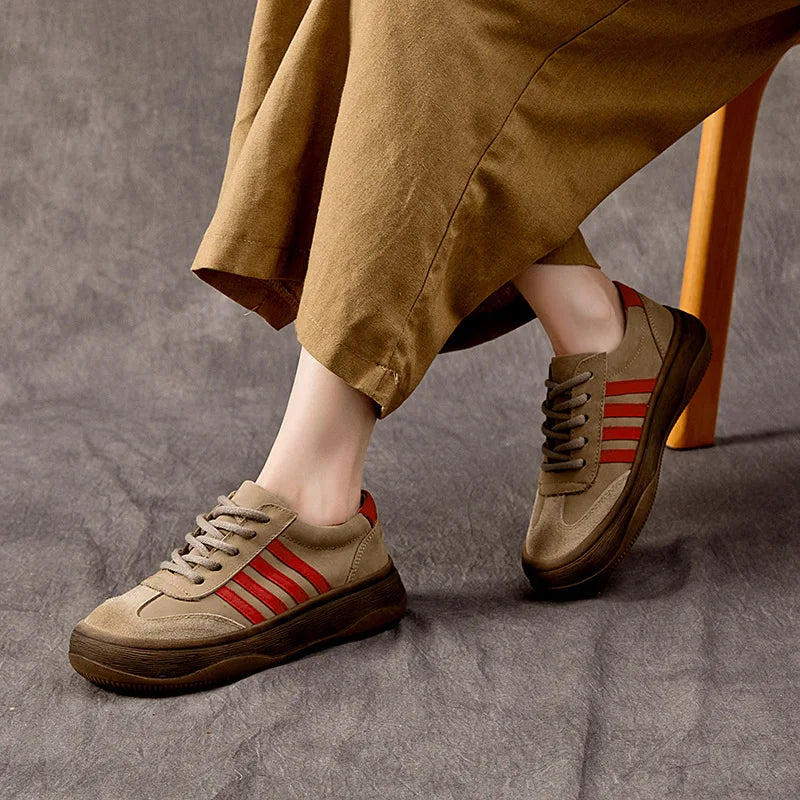 Retro Nostalgic Style Cowhide Women's Shoes All Genuine Leather Casual shoes sneakers