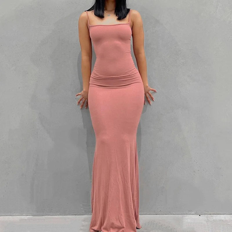 Satin Backless Slip Maxi Dress