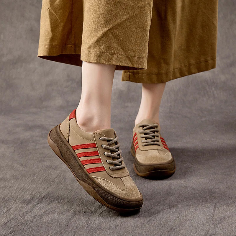 Retro Nostalgic Style Cowhide Women's Shoes All Genuine Leather Casual shoes sneakers