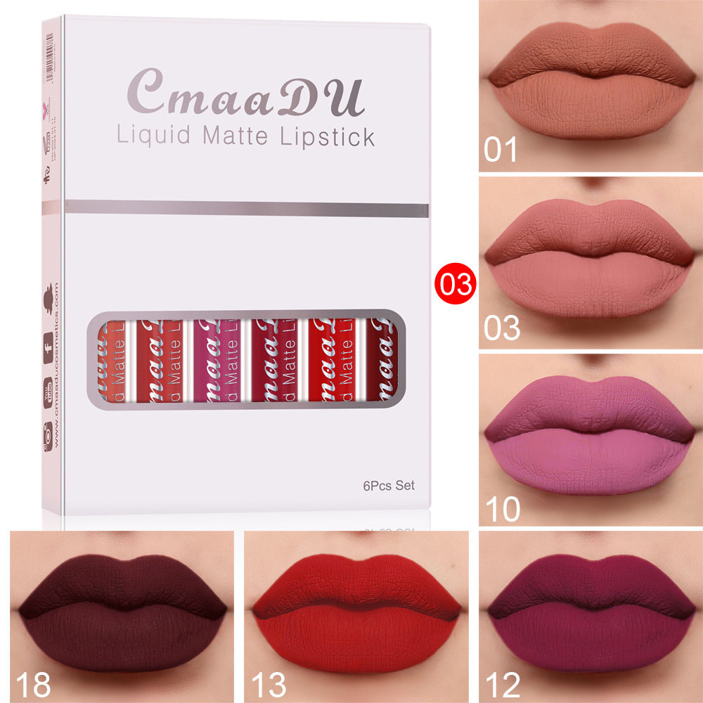 6-Piece Matte Waterproof Lip Gloss Set