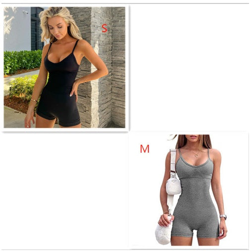 Women Spaghetti Yoga Strap Shorts Jumpsuit Sports For Workout
