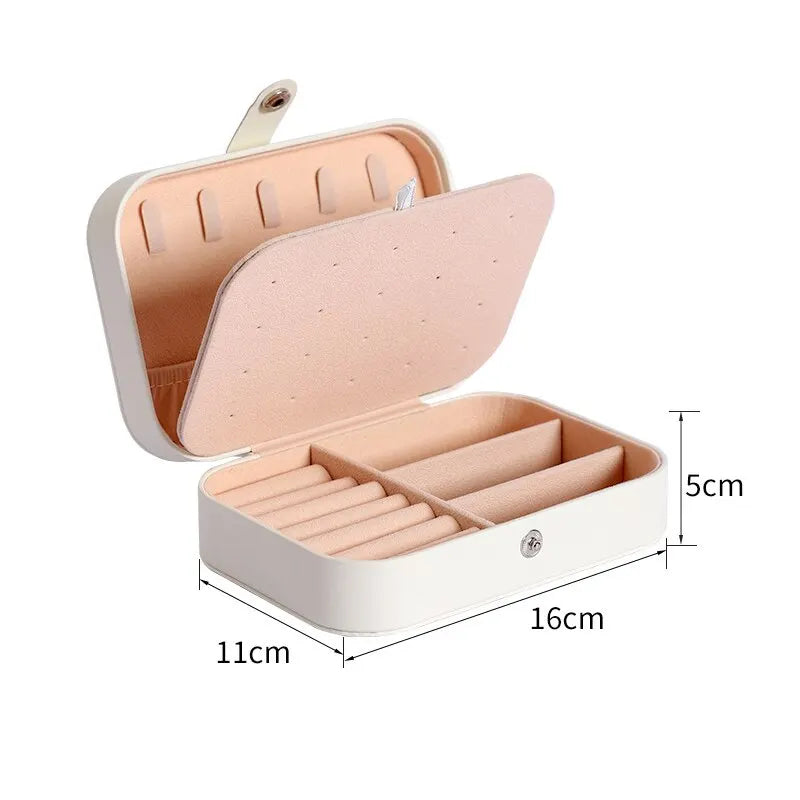 Portable Jewelry Box Jewelry Organizer Display Travel Jewelry Case Boxes Waterproof Leather Storage Zipper Jewelers Joyero