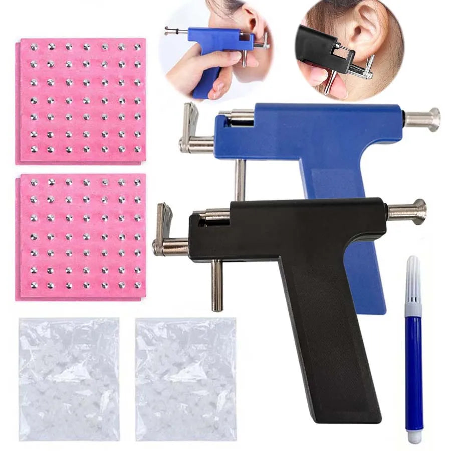 Professional Ear Piercing Gun Tool Set Professional Ear Piercing Gun Tool Set 98pcs Ear Studs Steel Ear Nose Navel Body Piercing
