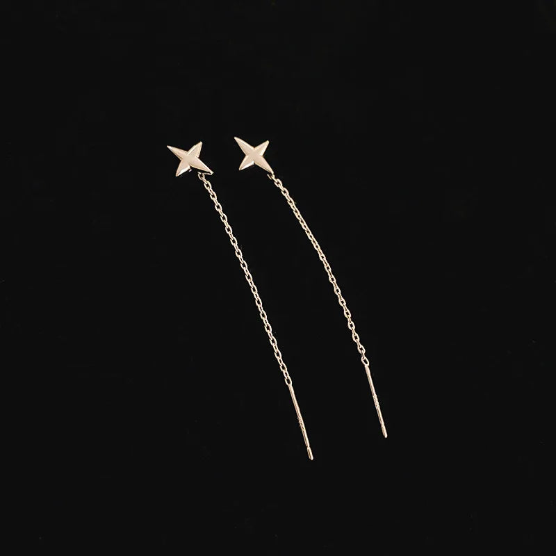 Simple Geometric Square Drop Earring For Women Korean Fashion Gold-color Line Long Tassel Dangle Earrings Party Jewelry Gift