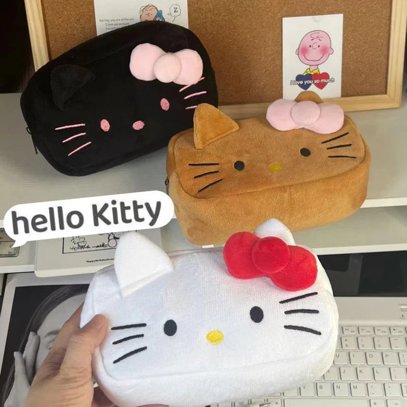 Sanrio Hello Kitty Anime Kawaii Plush Pencil Case Stationery Bag Coin Purse Cosmetic Bag Students School Supplies Storage Bag