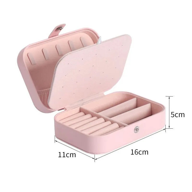 Portable Jewelry Box Jewelry Organizer Display Travel Jewelry Case Boxes Waterproof Leather Storage Zipper Jewelers Joyero