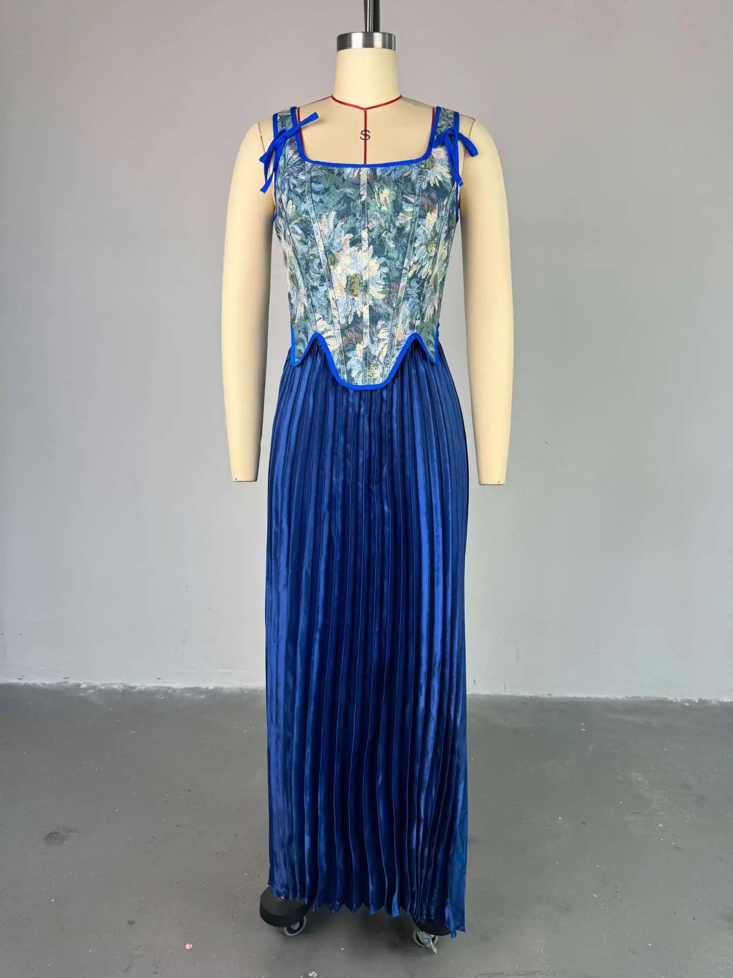 New Two Piece Skirt Set Summer 2025 New Women's Clothing Printed Tank Top+ High Waist Half Body Ruffle A Line Skirt