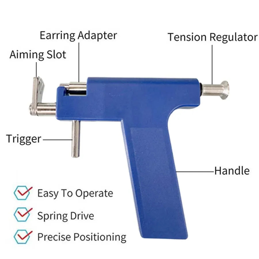 Professional Ear Piercing Gun Tool Set Professional Ear Piercing Gun Tool Set 98pcs Ear Studs Steel Ear Nose Navel Body Piercing