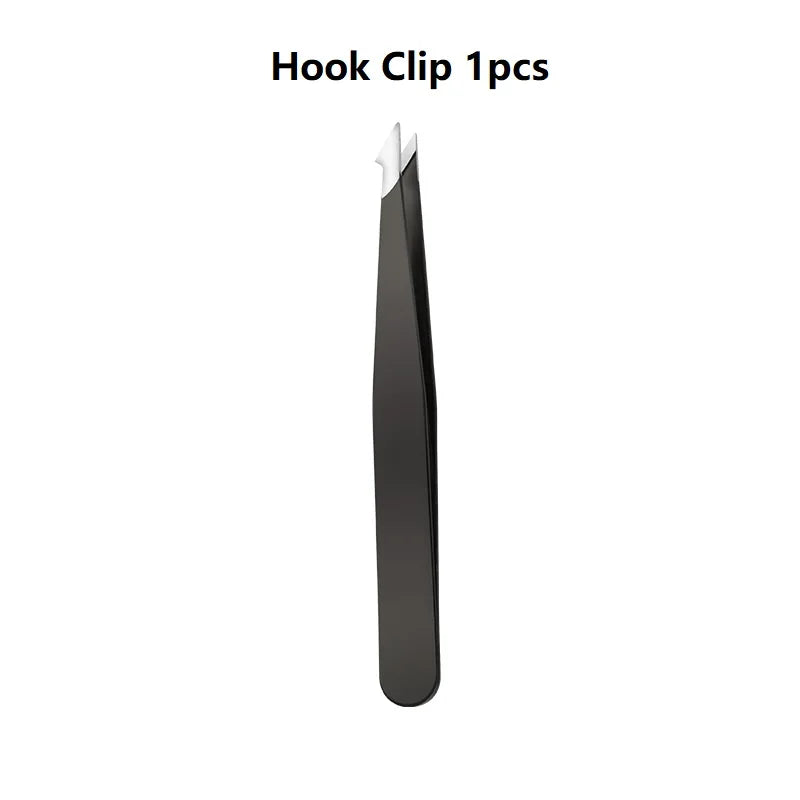 Stainless Steel Black Eyebrow Tweezer with Slant and Flat Point Beauty Tools for Eyelash Tweezer & Ingrown Hair Removal