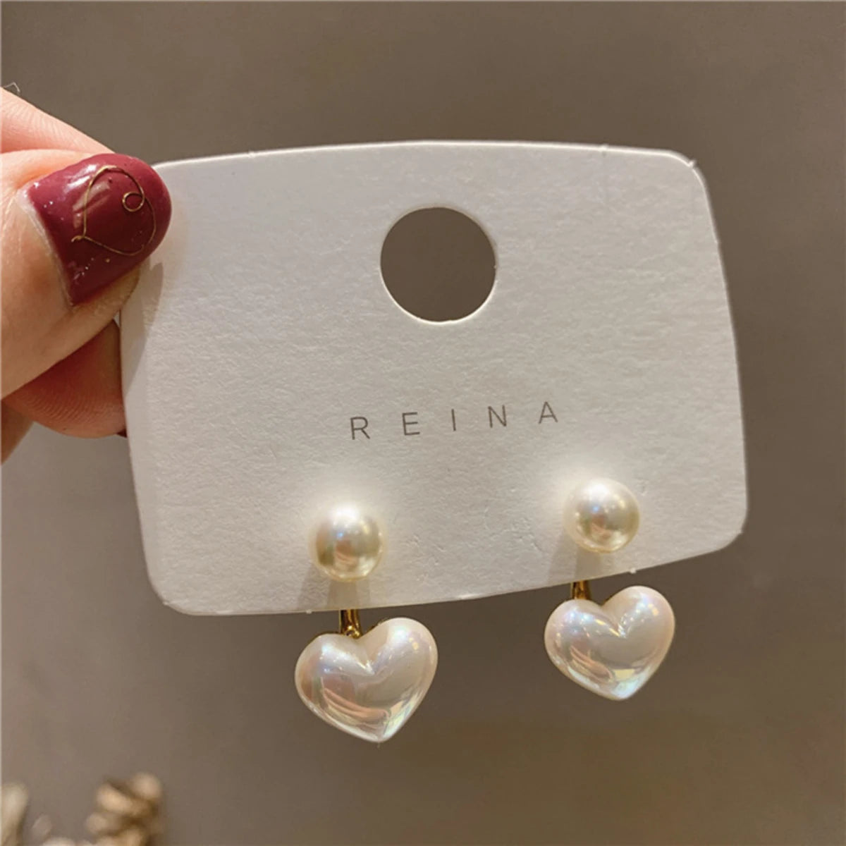 Imitation Pearl Heart Round Geometric Smooth Surface Dangle Earrings for Women Elegant Versatile Ear Fashion Jewelry Wholesale