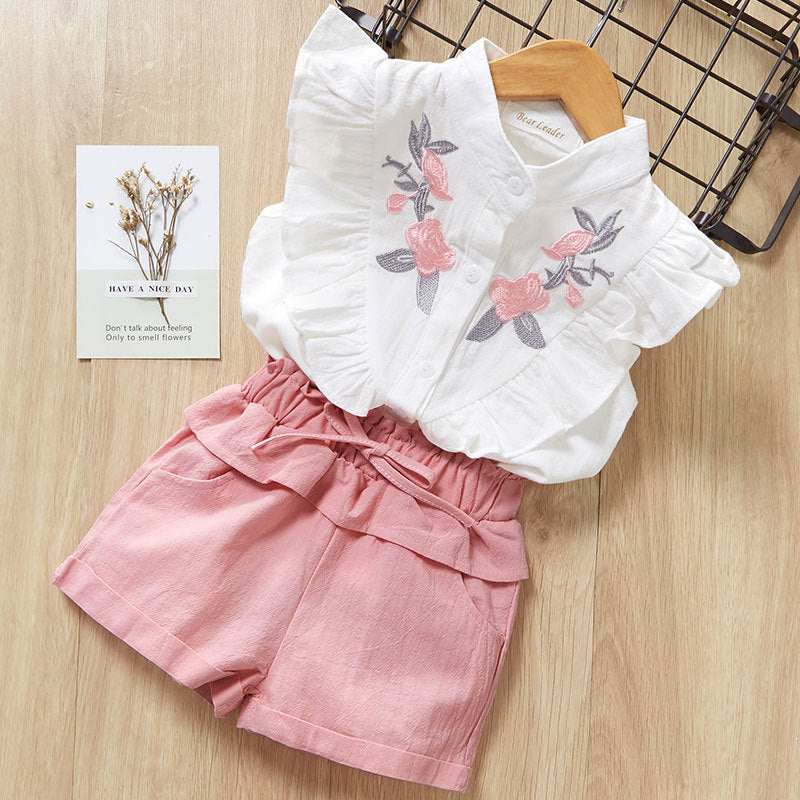 Kids Baby Girls Summer Short Sleeve T-Shirt and Pants Set