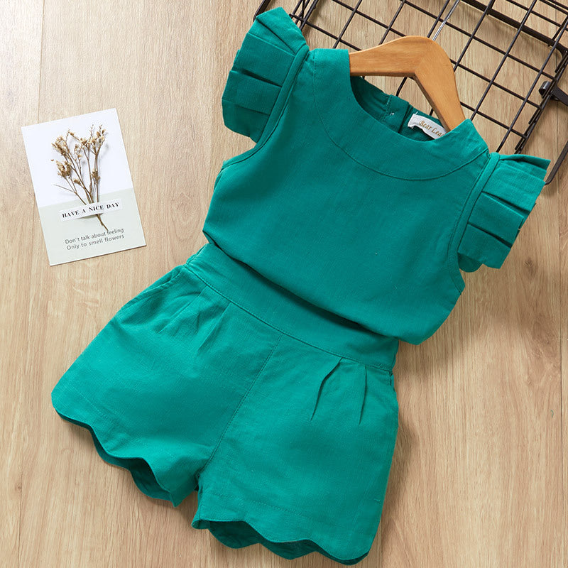 Kids Baby Girls Summer Short Sleeve T-Shirt and Pants Set