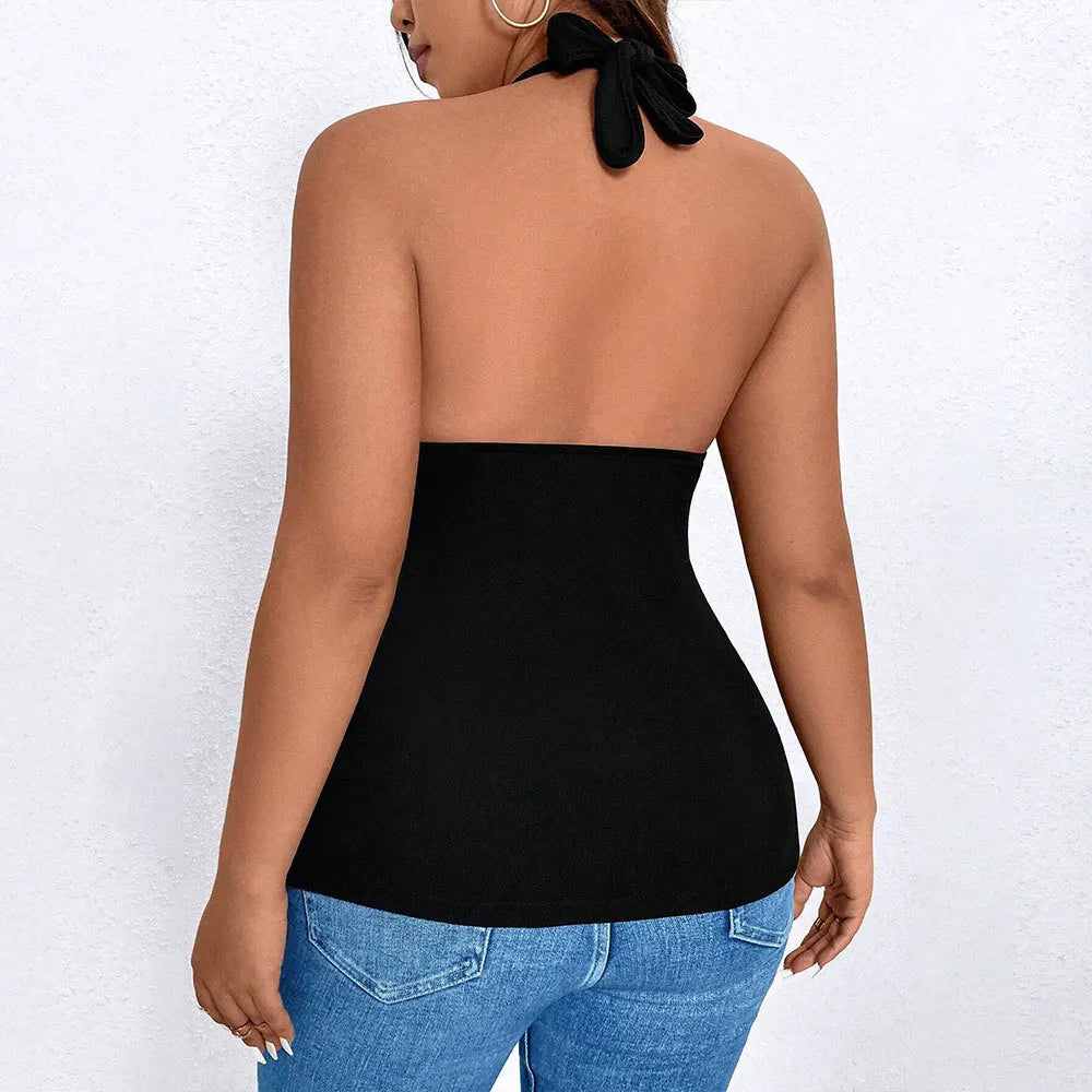 Large Size Women's Elegant Hanging Neck Vest for Spring and Summer 2025 New Sleeveless Slim Fit Top Y2k Shirts Blouses Woman Y2k