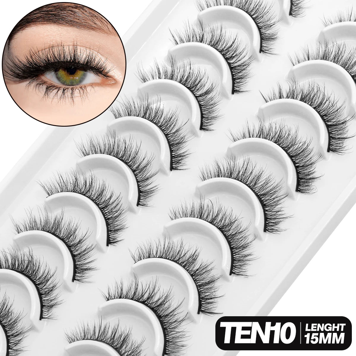 Fluffy 3D Mink Lashes – 10 Pairs of Soft, Full Volume