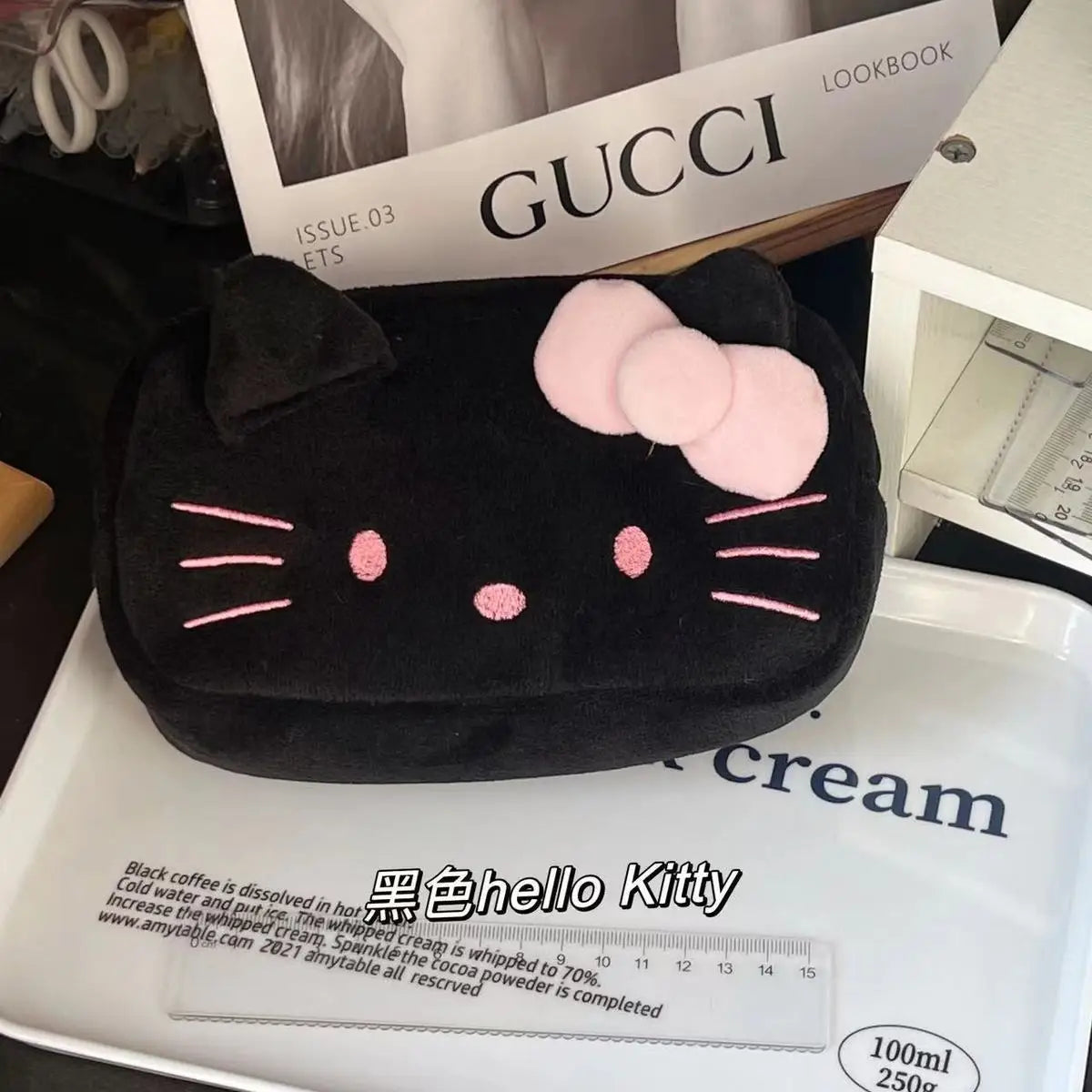 Sanrio Hello Kitty Anime Kawaii Plush Pencil Case Stationery Bag Coin Purse Cosmetic Bag Students School Supplies Storage Bag