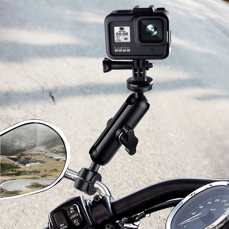 Metal Motorcycle Bicycle Camera Holder Handlebar Mirror Mount Bike