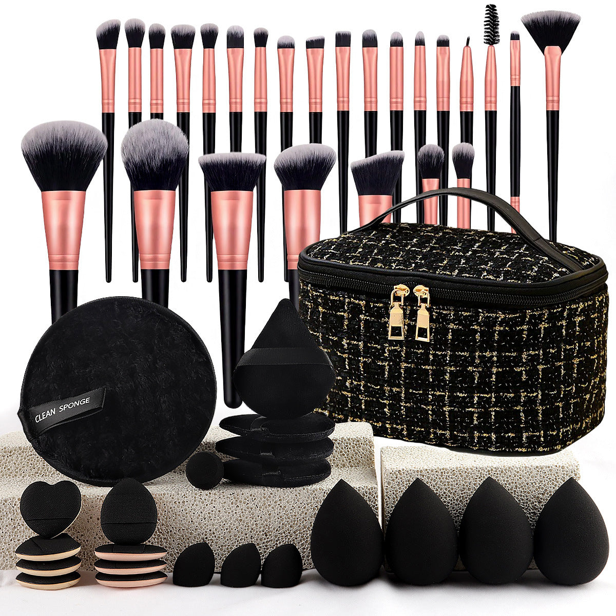 Black 47-Piece Brush Set with Storage Bag