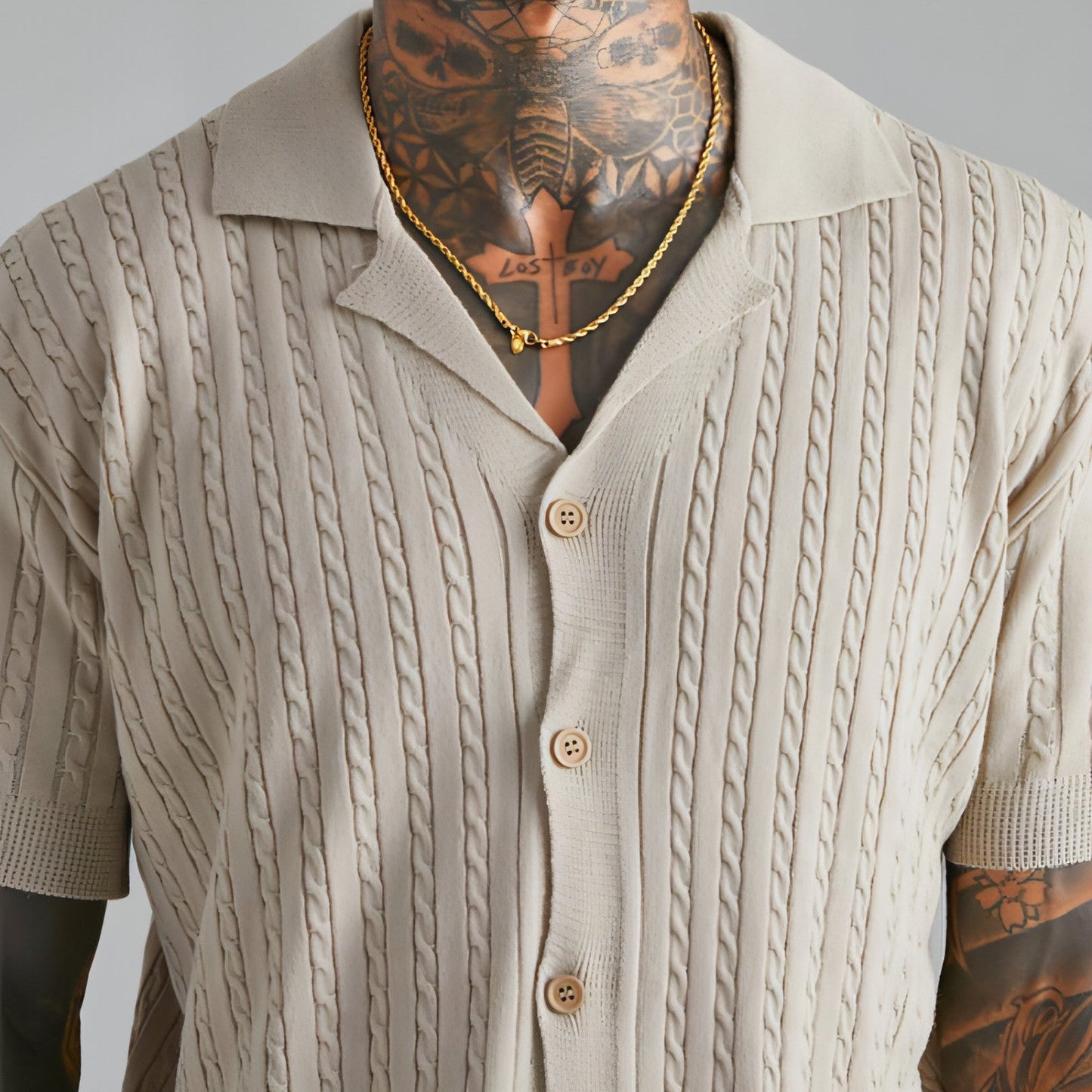 Men's Knitted Short-sleeved Shirt