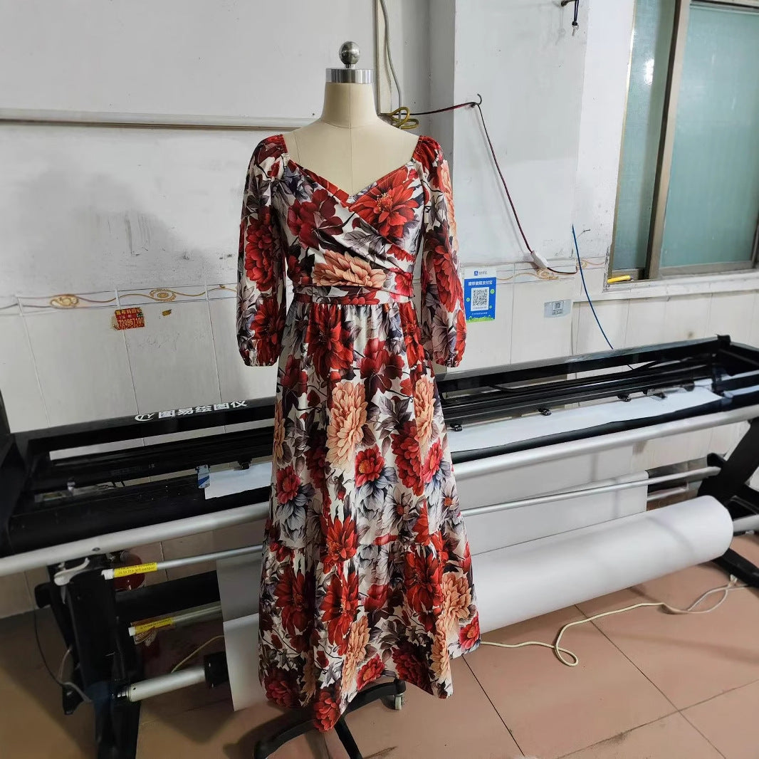 Stylish Plus Size Autumn Button Up Dress with Flowing Design