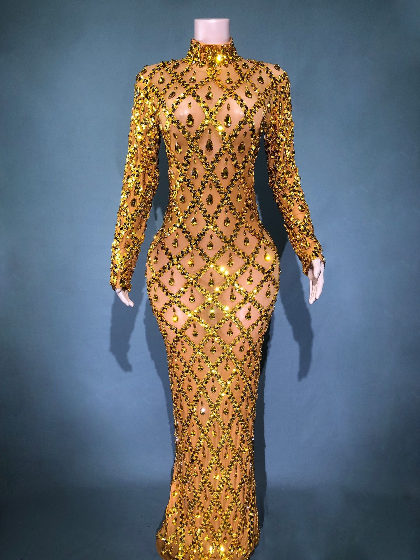 Rhinestone Evening Dress for Women