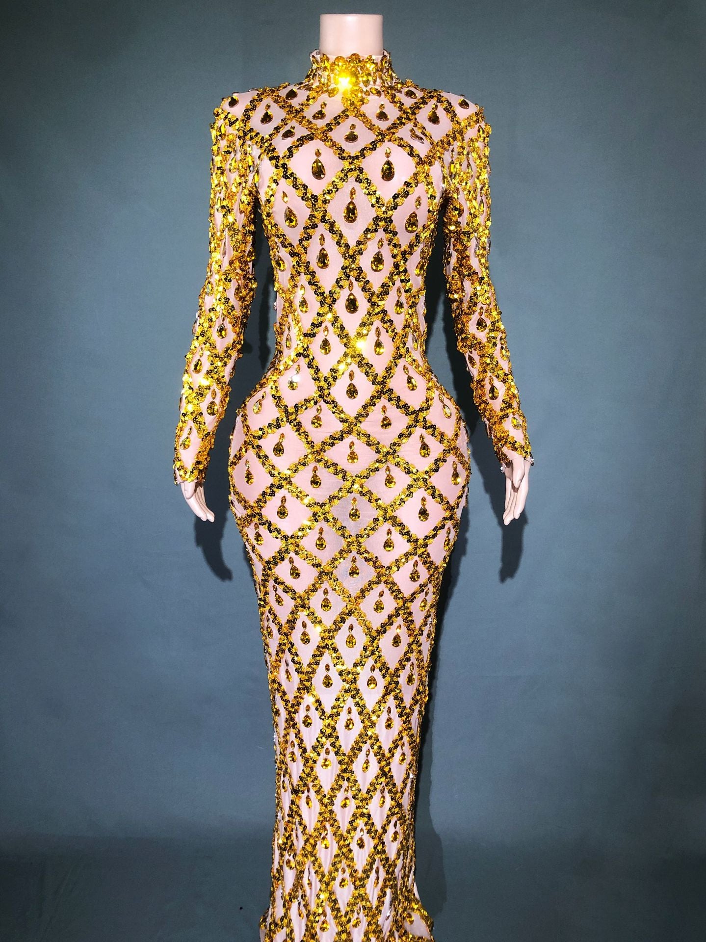 Rhinestone Evening Dress for Women