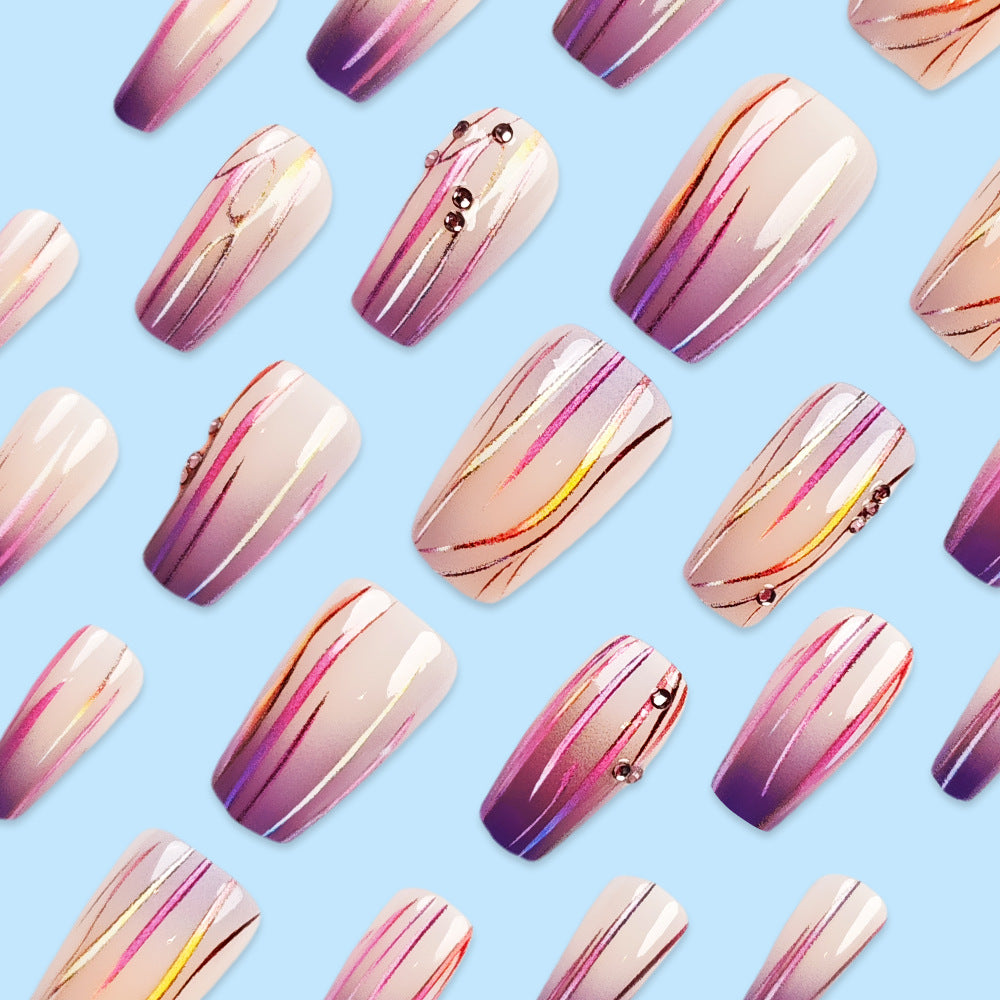 Purple Gradient Nail Stickers with Jelly Glue