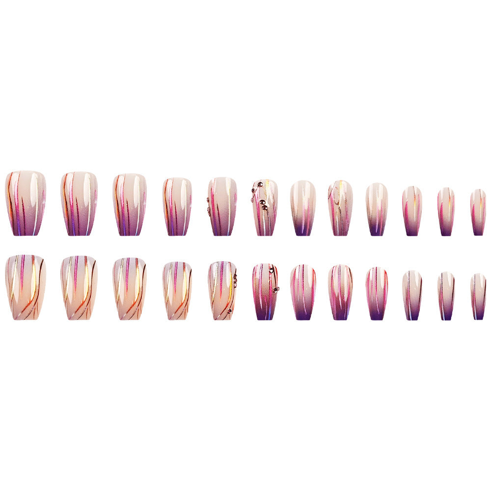 Purple Gradient Nail Stickers with Jelly Glue