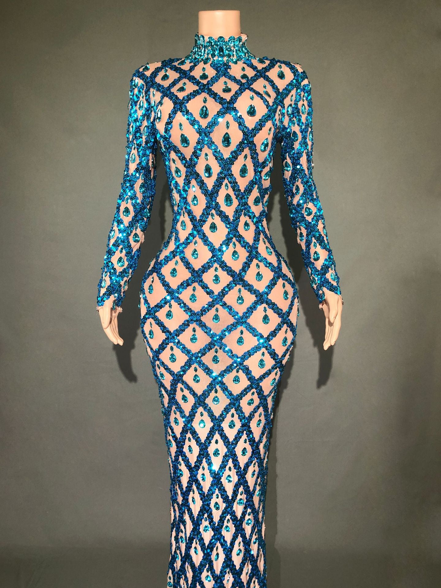 Rhinestone Evening Dress for Women