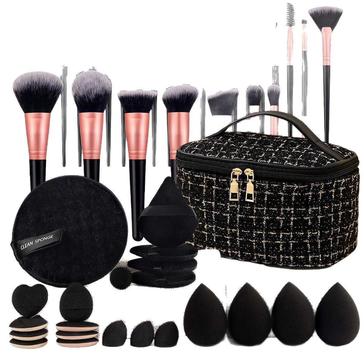 Black 47-Piece Brush Set with Storage Bag