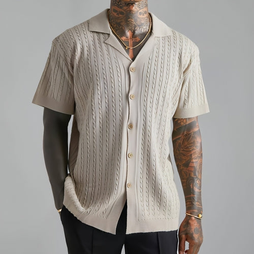 Men's Knitted Short-sleeved Shirt