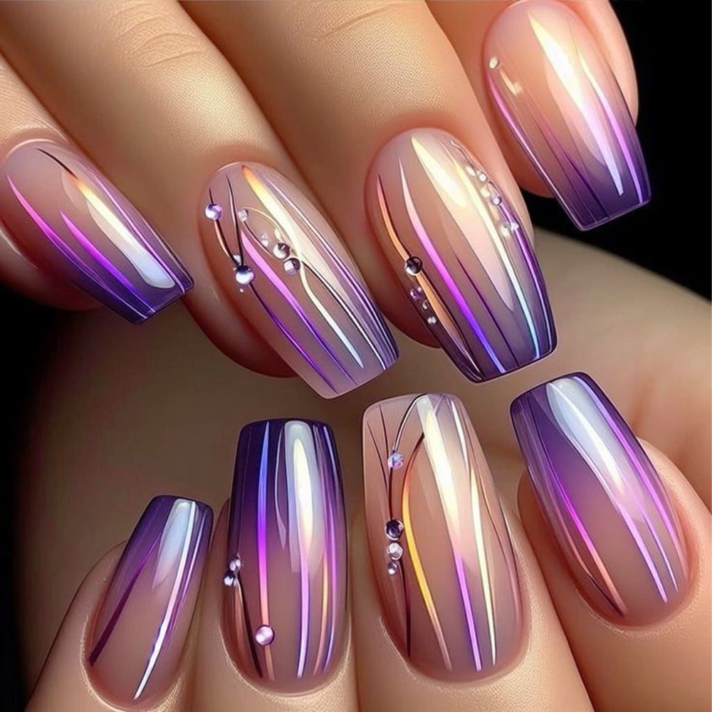Purple Gradient Nail Stickers with Jelly Glue