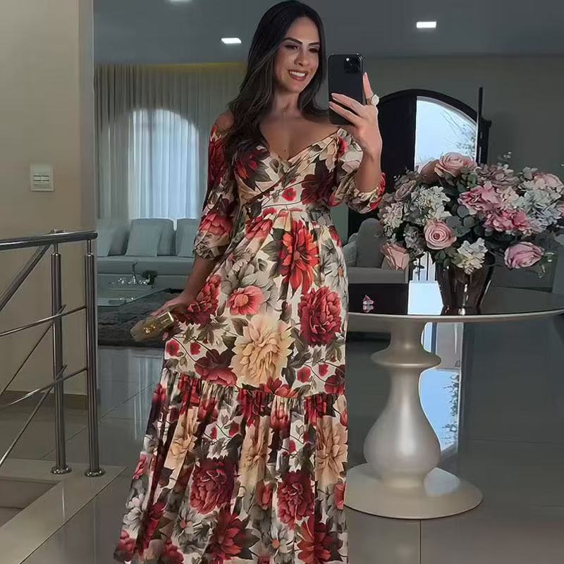 Stylish Plus Size Autumn Button Up Dress with Flowing Design