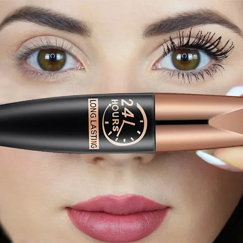 5D Waterproof Mascara Lengthens Eyelashes Extension Black Silk Fiber
