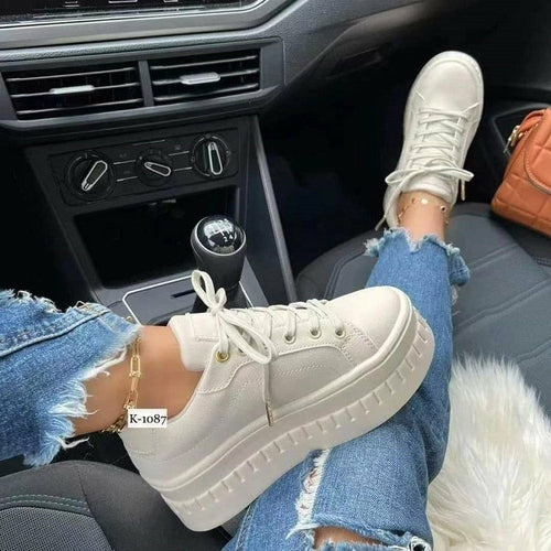 Casual Platform Women's Sneakers - Flat Women's Shoes