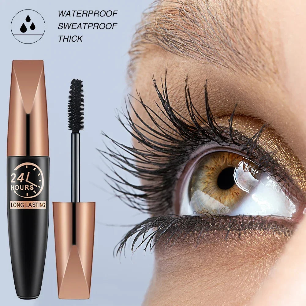 5D Waterproof Mascara Lengthens Eyelashes Extension Black Silk Fiber