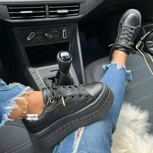Casual Platform Women's Sneakers - Flat Women's Shoes