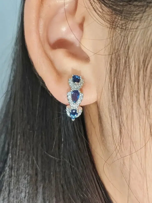 New Round Elegant Dangle Rhinestone Drop Earrings for Women Luxury Fashion Jewelry  Oorbellen  Hangers