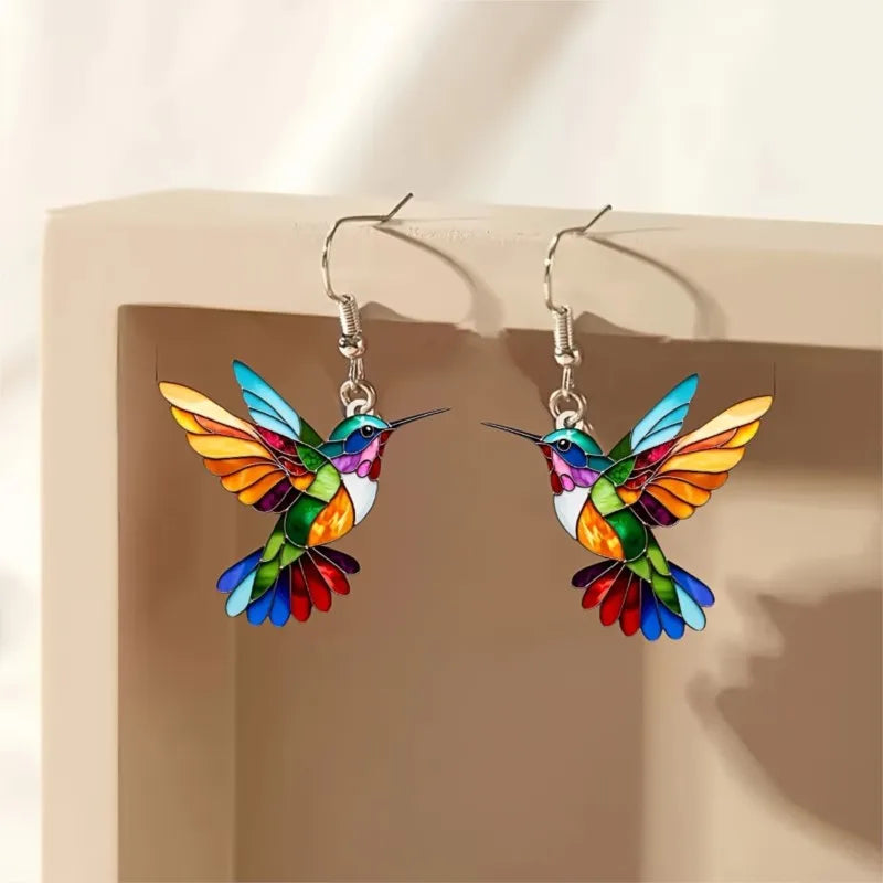Colorful Hummingbird Stud Earrings for Women Fashion Cute Animal Dangle Earring Statement Jewelry Gifts