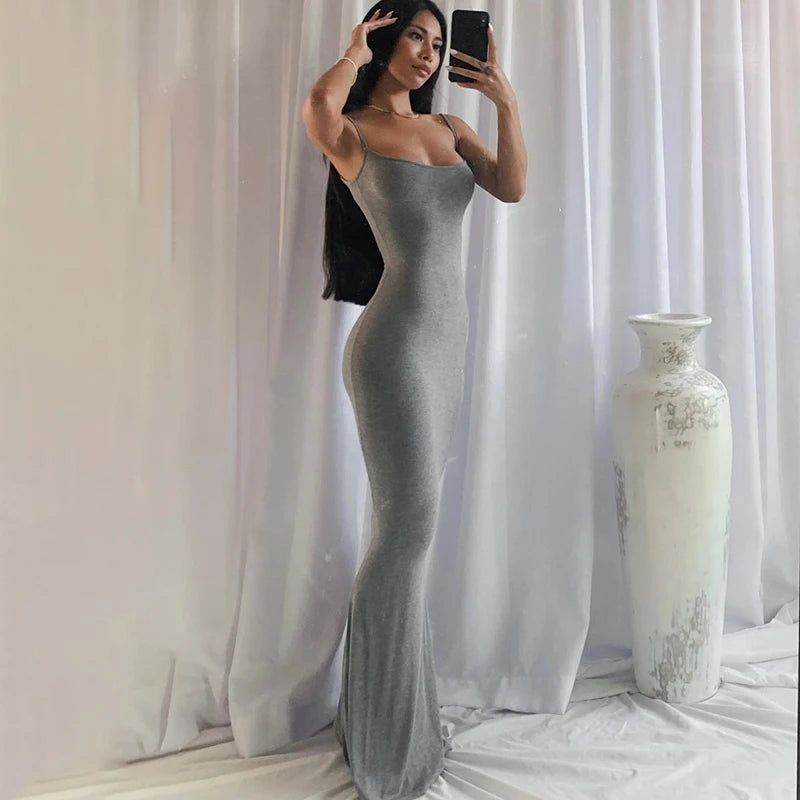 Satin Backless Slip Maxi Dress