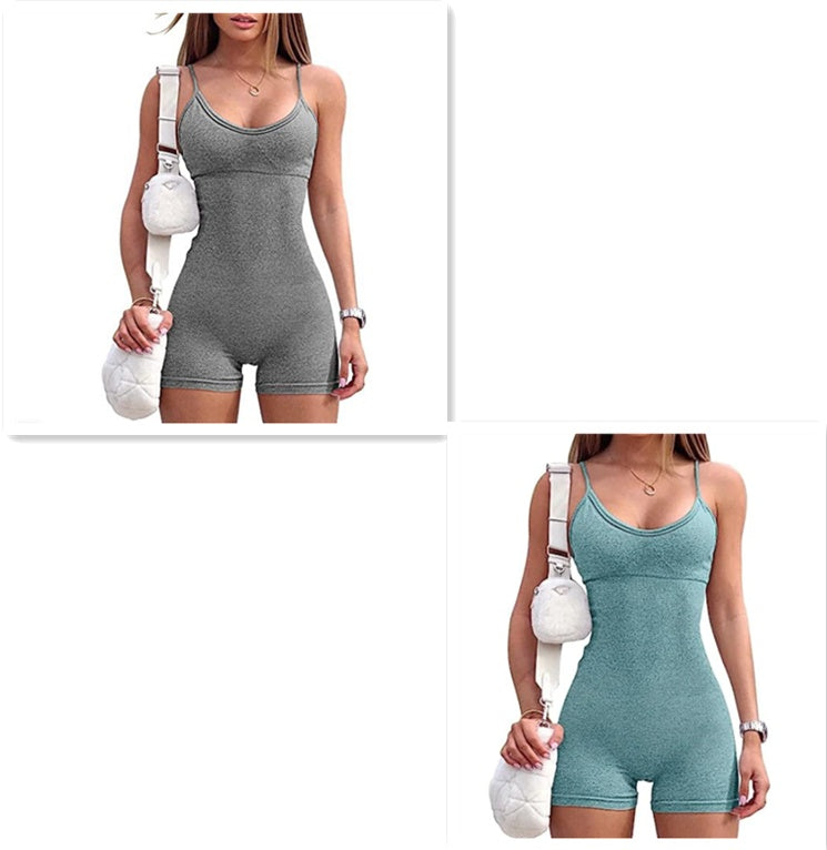 Women Spaghetti Yoga Strap Shorts Jumpsuit Sports For Workout