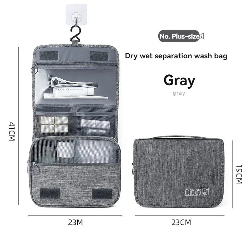 High Quality Travel Makeup Bags Women Waterproof Cosmetic Bag Toiletries Organizer Hanging Dry and Wet Separation Storage Bag