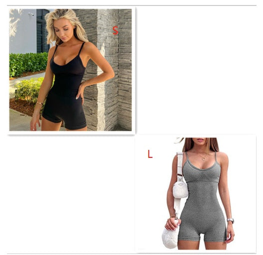 Women Spaghetti Yoga Strap Shorts Jumpsuit Sports For Workout