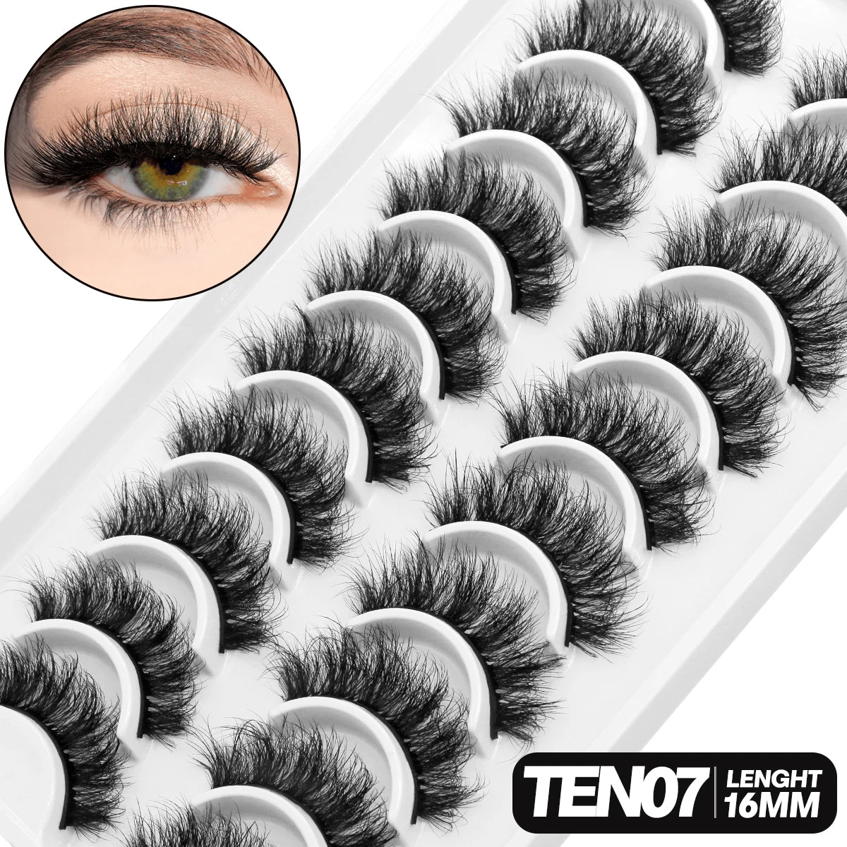 Fluffy 3D Mink Lashes – 10 Pairs of Soft, Full Volume