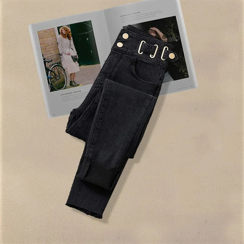 Korean Inspired Matching Set - Trendy Blouse & Slim Jeans